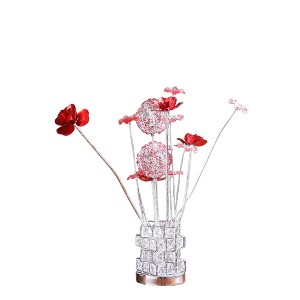 HomeRoots 21" Silver and Clear Metal and Faux Crystal Geometric And Roses Bedside Lamp - 1 of 4