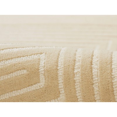 Simba Geometric Beige Hand-Tufted Wool Area Rug 3'6" x 5'6"