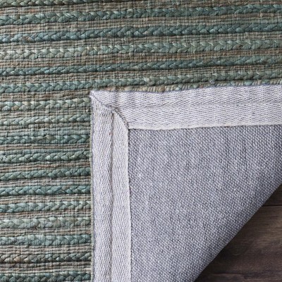 Sage and Natural Handwoven Cotton Square Area Rug