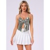 INSPIRE CHIC Women's Halter Backless Party Spaghetti Straps Asymmetrical Glitter Metallic Camisole - 4 of 4