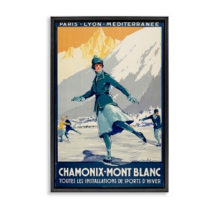 Stupell Industries Vintage Ice Skating Advertisement Black Framed Floater Canvas Wall Art - 1 of 4