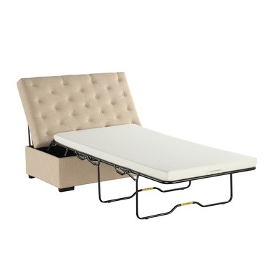 Whisen 49.6" Convertible Ottoman Sleeper Sofa Bed with Memory Mattress - Space-Saving Tufted Design for Small Living Rooms