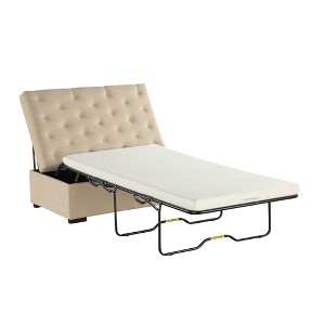 49.6" Convertible Ottoman Sleeper Sofa Bed with Memory Mattress - Space-Saving Tufted Design for Small Living Rooms - 1 of 4