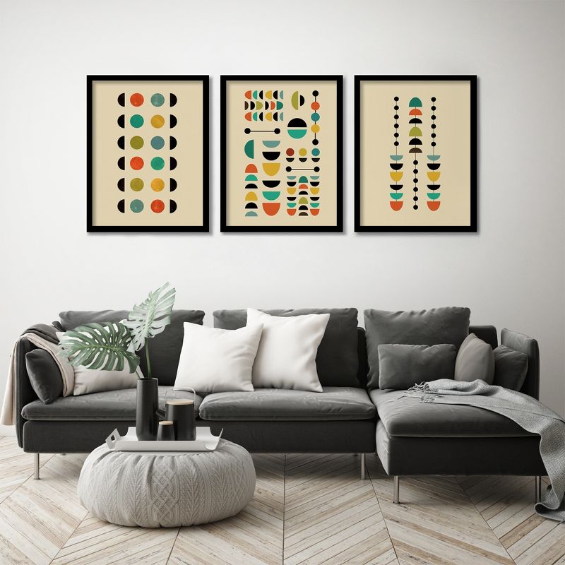 Americanflat Mid Century (Set Of 3) Triptych Wall Art Contemporary Circles By Monica Pop - Set Of 3 Framed Prints, 5 of 7