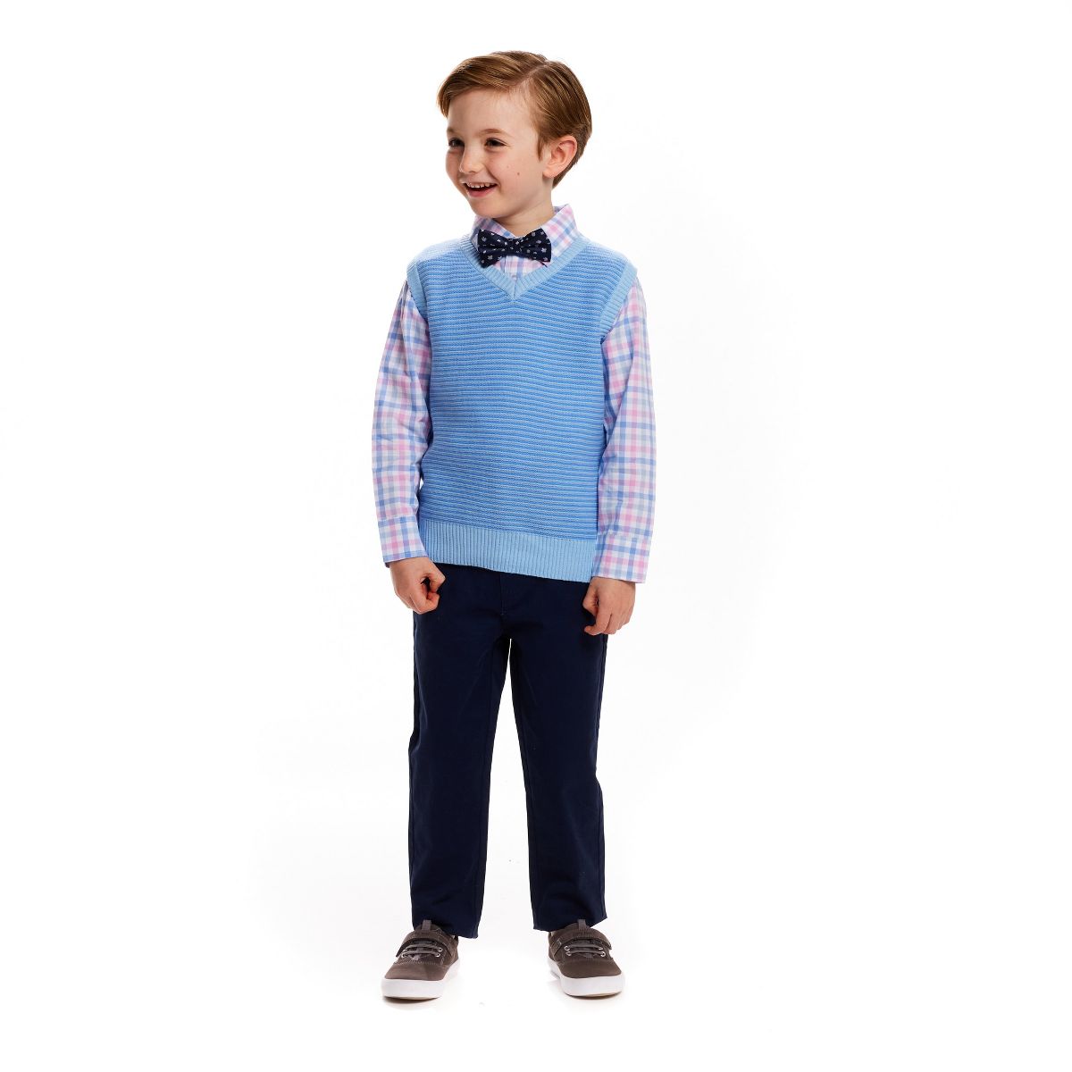 Andy & Evan  Infant  Light Green Plaid Sweater Vest Set - thumbnail 8