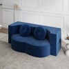Ridstar Modern Convertible Plush Corduroy Foam-Filled Sofa Bed with 2 Pillows for Living Room-Blue - 2 of 4