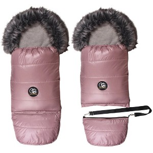 Cover Baby 0-3 Years Organic Premium Gray Wool Adjustable Footmuff in Pastel Pink - 1 of 4
