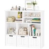 Acekool Kids Bookcase Toy Storage Cabinet, Organizer with 3 Movable Drawers & Hidden Wheels, 6 Compartments for Bedroom, Playroom, Nursery, White - 2 of 4