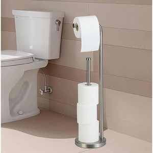 Home Mart Goods 27.5" Tall - Satin Nickle Stainless Steel Toilet Paper Holder and Reserve - 1 of 4