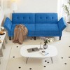 89" Contemporary Futon Couch Bed, Mid Century Upholstered Futon Sofa, Fabric Sleeper Sofa with Adjustable Backrest & Armrest - 2 of 4