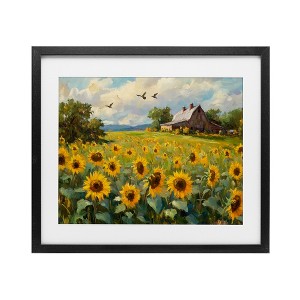 Stupell Industries Sunflower Farm Floral Field Framed Print Under Glass Art - 1 of 4
