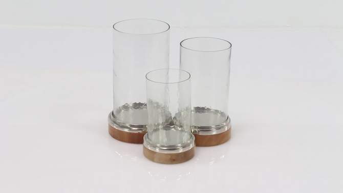 Set of 3 Mango Wood and Aluminum Candle Holders - Olivia &#38; May, 2 of 21, play video