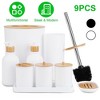 NewHome "9-Piece Bathroom Accessories Set – Black & White Trash Can, Lotion Dispenser, Soap Dispensers, Toothbrush Holder, Vanity Tray & More" Black - 2 of 4
