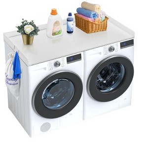 VEVOR Washer Dryer Countertop, 54" x 27" Wooden Washer and Dryer Countertop, Water-Resistant Laundry Machine Topper Cover with Anti-Slip Pads,White - 1 of 4