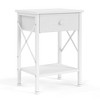VECELO Modern X-Design Nightstand, End/Side Table with Fabric Drawer & Open Storage Shelves for Bedroom or Living Room - 3 of 4