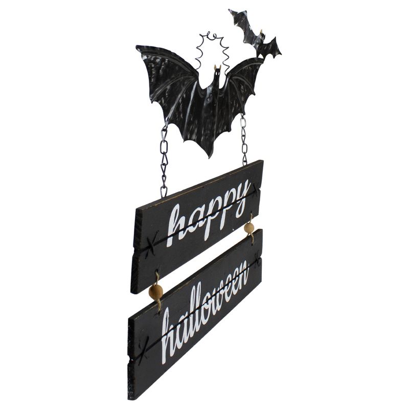Northlight 17" Happy Halloween Black Bat Metal Wall Sign, 2 of 4