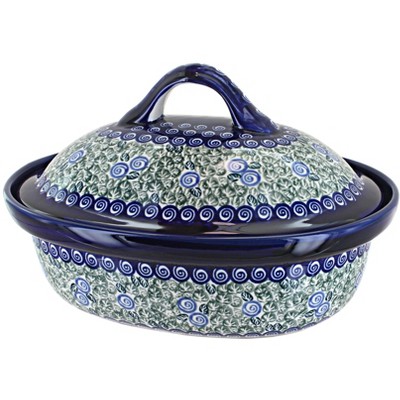 Blue Rose Polish Pottery 1158 Zaklady Roaster with Lid
