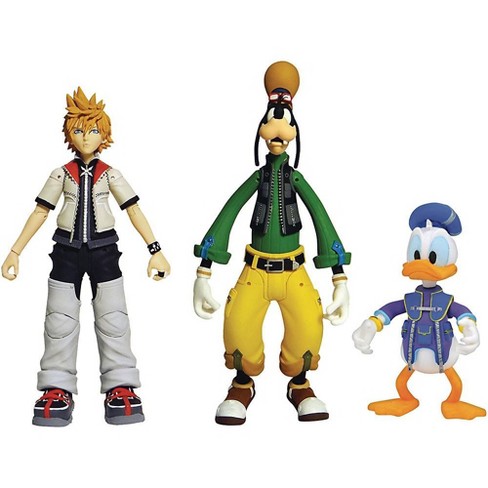 Disney Kingdom Hearts Series 2 Roxas Donald Duck And Goofy Action Figure 3 Pack - sora valor form roblox