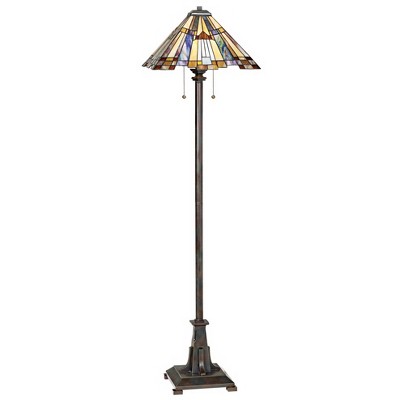 Quoizel Inglenook 62" Mission Tiffany-Style Art Glass Floor Lamp