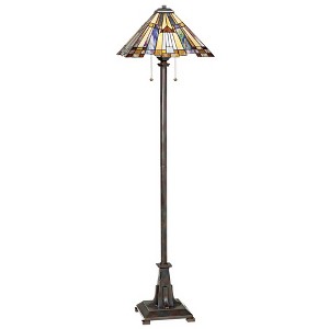 Quoizel Inglenook 62" Mission Tiffany-Style Art Glass Floor Lamp - 1 of 3