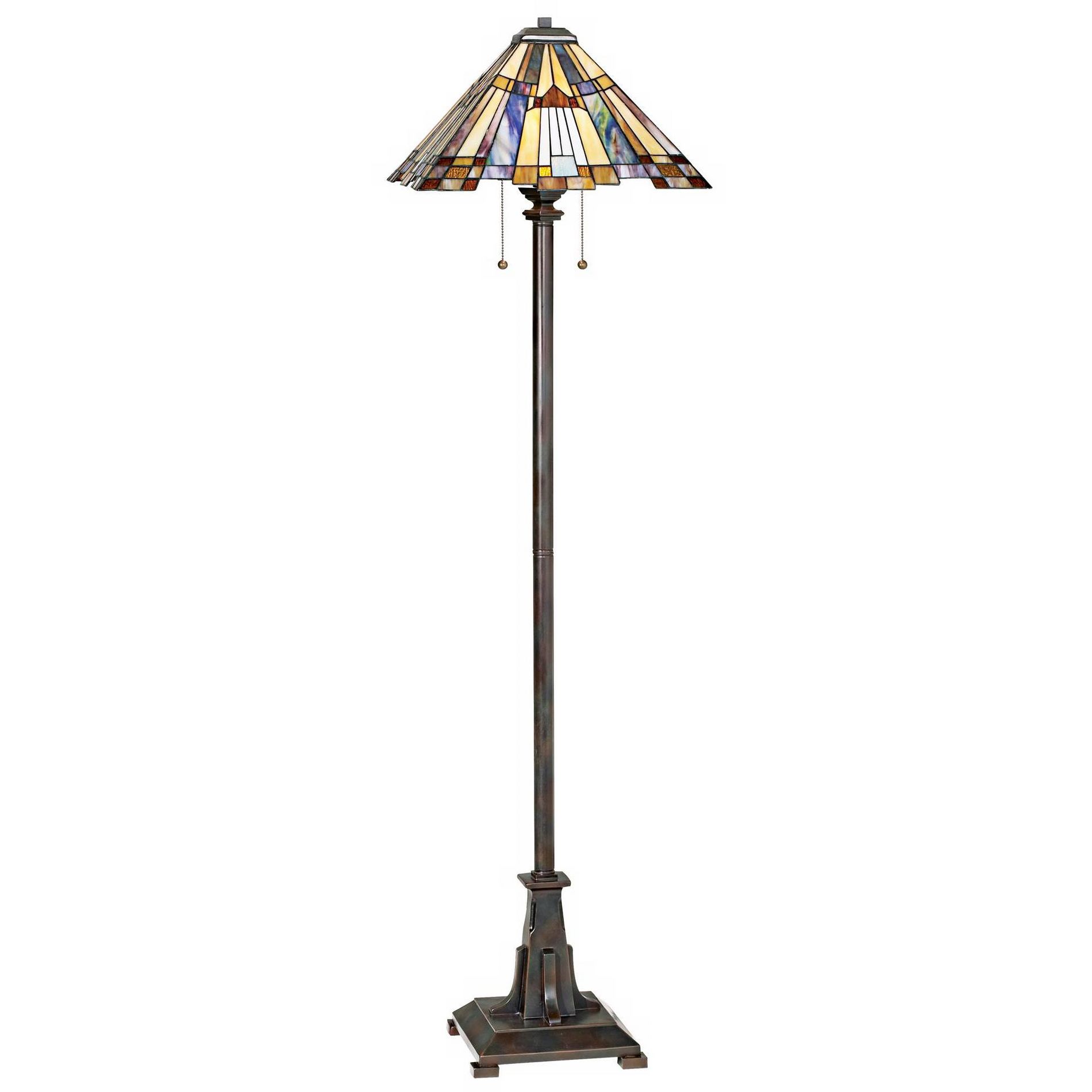 Quoizel Inglenook 62" Mission Tiffany-Style Art Glass Floor Lamp