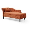 Velvet Chaise Lounge Storage Bench Upholstered Bed Bench, Gray/Beige/Blue/Orange/Green/Black/Burgundy-ModernLuxe - 3 of 4