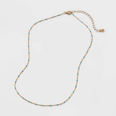 Turquioise Epoxy Beaded Necklace - Universal Thread&#8482; Gold