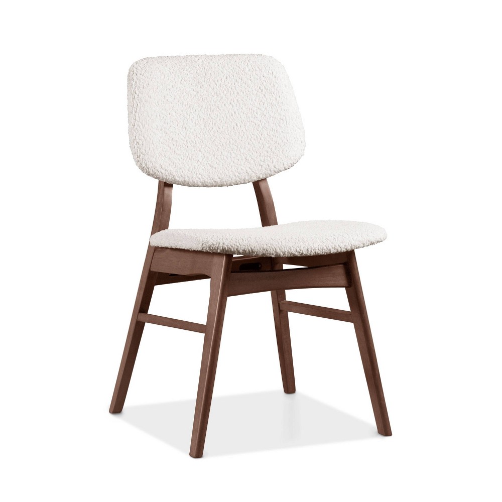 HOMES: Inside + Out Set of 2 Aspen Grove Mid-Century Modern Boucle Dining Chairs Walnut