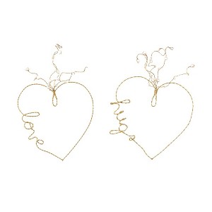 Transpac Wire Gold Hugs/Love Heart w/Pearls Set Home Decorations Set of 2 Valentines - 1 of 1