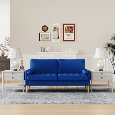 NicBex Modern Upholstered Loveseat Sofa Small Couch with Deep Cushions & Wooden Nature Legs,Couch Lounge Sofa for Living Room,Department,Blue