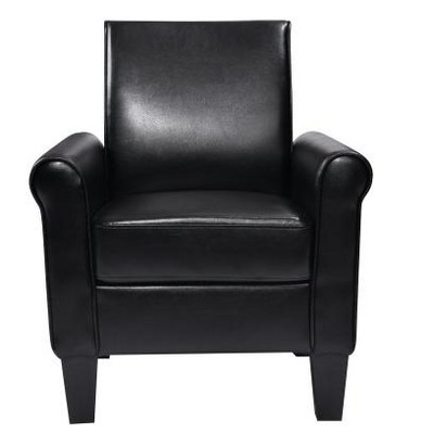 TIRAMISUBEST Black PU Leather Accent Chair - A Comfy Sofa Armchair Ideal for Reading in Living Room, Bedroom, Office & Waiting Room