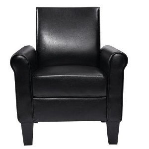 TIRAMISUBEST Black PU Leather Accent Chair - A Comfy Sofa Armchair Ideal for Reading in Living Room, Bedroom, Office & Waiting Room - 1 of 4