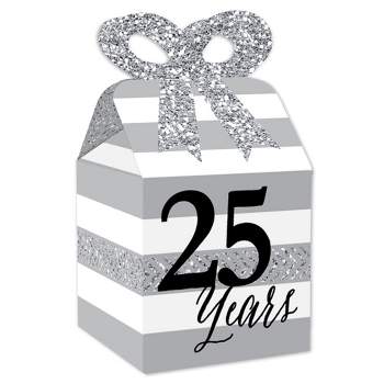 Big Dot of Happiness We Still Do - 25th Wedding Anniversary - Square Favor Gift Boxes - Anniversary Party Bow Boxes - Set of 12