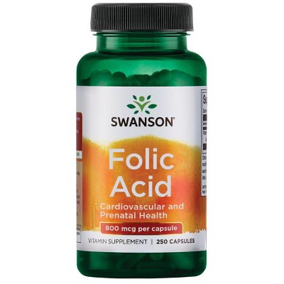 Swanson Prenatal Vitamin Folic Acid - Natural Vitamin Supplement Supporting Prenatal Health and Wellness - Promotes Cardiovascular Health - (250 Caps Per Bottle, 800 mcg Each)