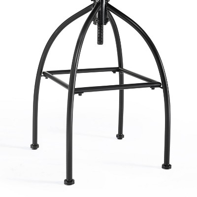 Edison Industrial Black Metal and Medium Wood Swivel Bar Stool
