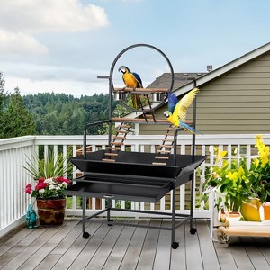 Large Wrought Iron Bird Cage with Stand for Parrots, Cockatiels, Conures & Budgies - 1 of 4