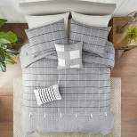 Madison Park 5pc Oakdale Faux Linen Jacquard Comforter Set Gray