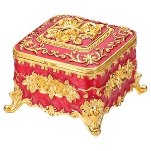 Unique Bargains Vintage Metal Jewelry Ring Earrings Necklace Dressing Table Wedding Birthday Home Decor Box 1 Pc - 1 of 4