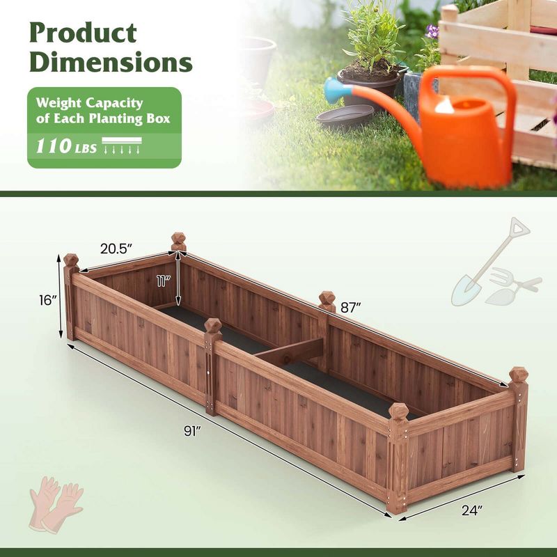 Costway Wooden Raised Garden Bed Outdoor Rectangular Planter Box with Drainage Holes, 3 of 11