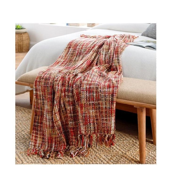 Mark & Day Fraham 50"W x 60"L Texture Bright Red Throw Blankets, 2 of 5