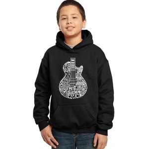 LA Pop Art Boy's Word Art Hooded Sweatshirt - Rock Guitar Head - 1 of 4