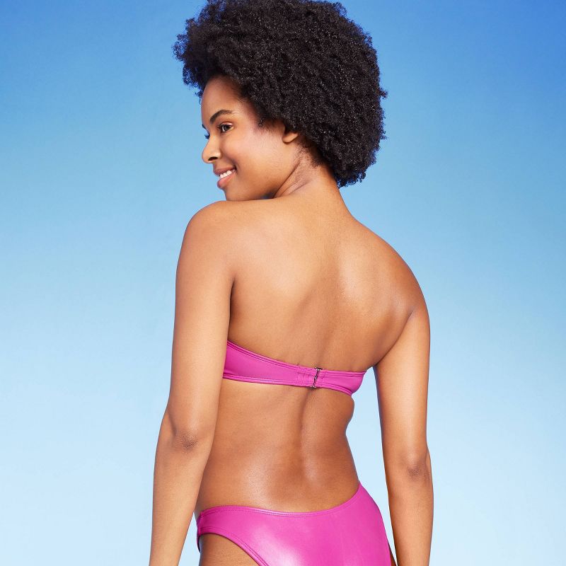 Women's Faux Leather Bandeau Bikini Top - Wild Fable™ Pink, 3 of 9