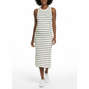 Women's Crew Neck Sleeveless Racerback Maternity Midi Dress | Motherhood Maternity - 1 of 4