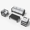 LayinSun 4 Pieces Aluminum Outdoor Patio Furniture Set, Metal Modern Conversation Sofa Set with Coffee Table and Washable Thick Cushions - 2 of 4