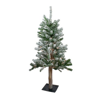 Northlight 3' Pre-Lit Flocked Alpine Artificial Christmas Tree - Clear Lights