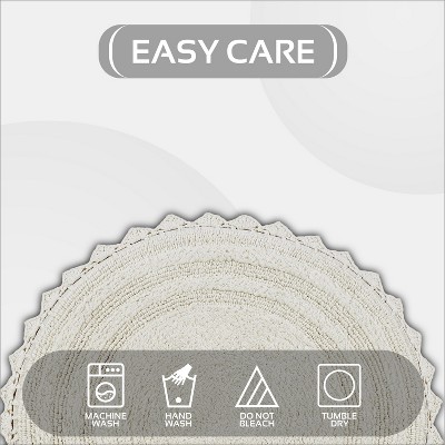 Ivory 30" Round Cotton Crochet Tufted Reversible Bath Rug