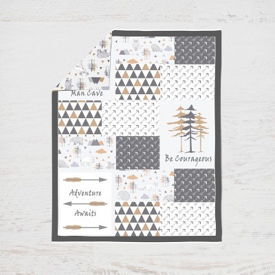 Woodlands Beige and Grey Cotton Reversible Crib Bedding Set