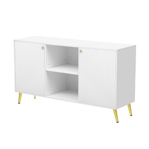 LIVAREEmlen Modern TV Stand for TVs up to 55 Inches, Entertainment Center Media Console,Adjustable Shelf, Metal Legs, Handles and Anti-tip Device - 1 of 4