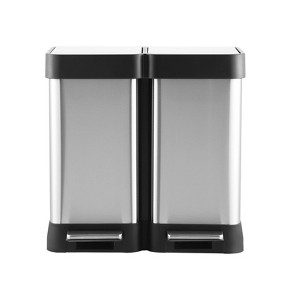 10/13 Gallon Dual Trash and Recycling Bin Fingerprint Proof Stainless Steel Kitchen Garbage Can with Double Lid - 1 of 4
