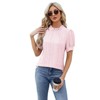 Coolmee Women's Summer Tops Mock Neck Puff Sleeve Blouse Casual Business Shirts - 3 of 4